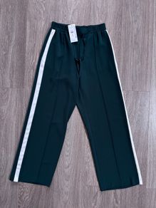 NEW Sporty white strip wide leg tailored trousers: size small / 10-12