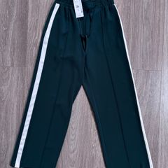 NEW Sporty white strip wide leg tailored trousers: size small / 10-12