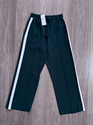NEW Sporty white strip wide leg tailored trousers: size small / 10-12