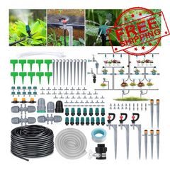 NEW SALE | 132+6.6FT Greenhouse Irrigation Hose, 154Pcs Garden Watering System Micro Drip Irrigation Kit with 4-Types Nozzles & 4x6-Way Connector & 1/4" Tubing Valve, Auto Plant Watering Device for Outdoor