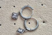 Small round earrings with square drop sterling silver s925 very good condition
