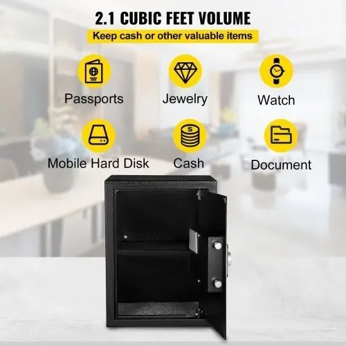 Safe Box, 0.1 m Money Safe with Fingerprint Lock and Digital Keypad, Fireproof Home Safes with A Removable Shelf, Wall-Mounted Security Safe for Cash