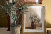 Faux Olive tree and picture