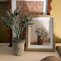 Faux Olive tree and picture