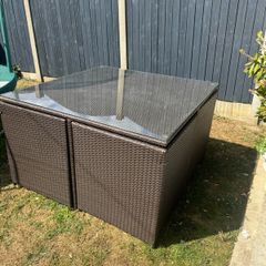 glass top garden table and chairs