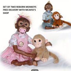 Twin Reborn Monkey Dolls Set of 2