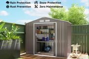 7ft x 4ft Lockable Garden Storage Shed, Metal Tool Storage Sheds with Sloped Roof and Foundation, Grey