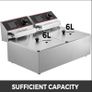 Commercial Deep Fryer 12L Electric Fryer 5000W Twin Basket YB-82 Dual Tank Electric Deep Fryer Countertop Stainless Steel French Fry for Commercial Uses 1 x 12 Ltr 5000 Image 5
