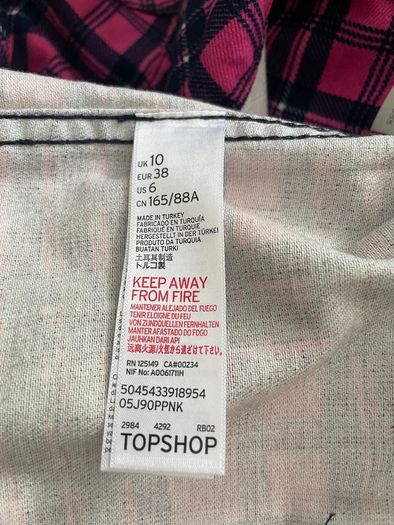 Topshop MOTO Pink Tartan Check Cropped Jacket - UK 10