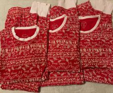 Leigh Tucker Willow matching family Christmas pyjamas x3