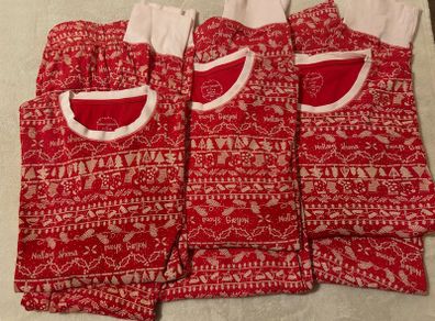 Leigh Tucker Willow matching family Christmas pyjamas x3