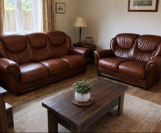 Brown Leather 2 & 3 Seater Sofa