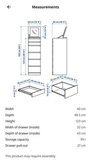IKEA Malm 6 Drawer Chest (Tallboy)
