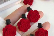 12 PCS Red Rose Hair Clips Set