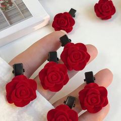 12 PCS Red Rose Hair Clips Set