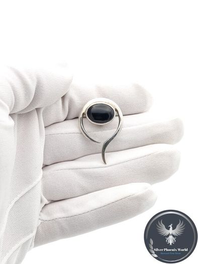 Jet Sterling Silver Abstract Pendant