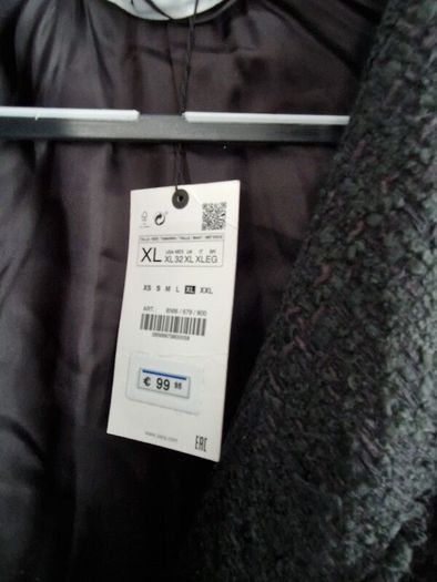 Zara BNWT Womens black boucle coat/jacket
