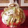 Vintage Italian Luxury Centerpiece Art Deco Lavishly Decorated Two Handled And Footed Vase And Bowl With Lid Made In Italy Image 3