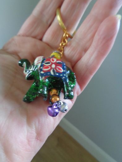 Hand Painted Indian Elephant Key Rings x 2 for Sale
