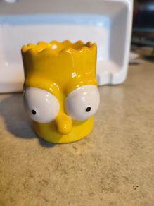 The Simpsons Bart Simpson Ceramic Single Yellow Egg Cup Holder Collectible