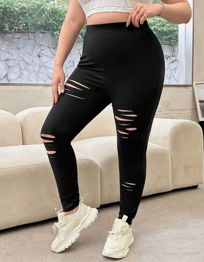 Fab Black Ripped Leggings size 20