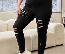 Fab Black Ripped Leggings size 20
