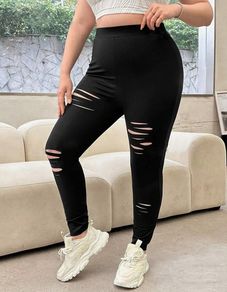 Fab Black Ripped Leggings size 20