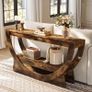 160cm Console Table, 2-Tier Hallway Table with Shelves, Rustic Wooden Sofa Table, Narrow Entryway Table for Living Room, Entrance & Foyer Image 3