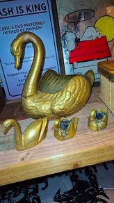 Vintage brass swan ornaments