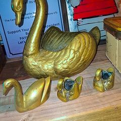 Vintage brass swan ornaments