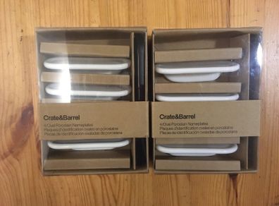 Crate & Barrel Oval Porcelain Nameplates (8) NEW