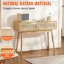 Rattan Console Table with 2 Storage Drawers Rattan Sliding Door Natural Image 2