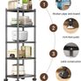 5 Tier Metal Shelving Unit, 360 Swivel Wheels for Kitchen Thick steel rack, 42.5x31x151H, 8cm adjust, 75kg, anti-slip fixed feet & easy-roll wheels, sturdy, for bath, garage, office Image 3
