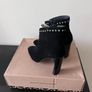 River Island Black Real Suede Leather Heeled Ankle Boots UK 4 Image 3