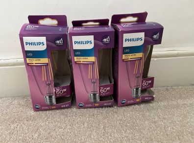 3x Philips LED warm white light bulbs