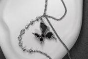 Rebel Studio Butterfly Black Diamante Necklace