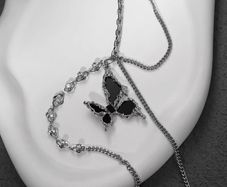 Rebel Studio Butterfly Black Diamante Necklace