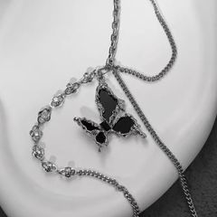 Rebel Studio Butterfly Black Diamante Necklace