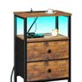 Bedside Table 2 with Charging Station, Side Table with LED Light Image 9