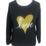 Thought Dark Grey Organic Cotton  & Wool Blend Yellow Love Heart Jumper Uk 10 Including Postage Image 2