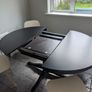 Extendable Black Dining Table & 4 Cream Chairs Image 4