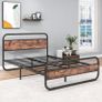 King Size Bed Frame with Headboard,Oval-Shaped Platform Bed with Under-Bed Storage,Steel Slats Mattress Foundation Round Pipe Design,Brown Image 6
