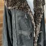 womens padded coat faux fur and suede waterproof winter size 10-12 Image 3