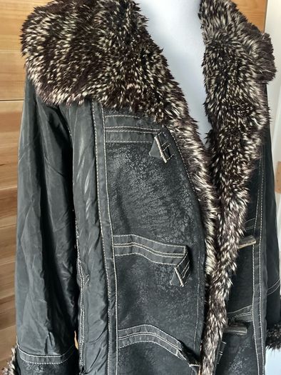 womens padded coat faux fur and suede waterproof winter size 10-12