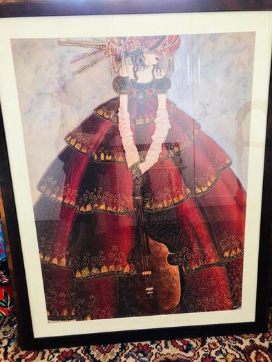 Large Poster Size Framed Print "Pensee Musicale" by Valerie Maugeri. Music theme. Teenager or Music Lover or Daughter Gift.