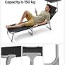 Sun Lounger, Deck Chair Folding, Sunbed, 193 x 53 x 29 cm, Max. Load 150 kg, with Sunshade Headrest Adjustable Backrest, Reclining Sun Chair for Terrace Pool Garden, Black (FREE POSTAGE) Image 4