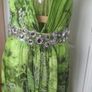 Stunning Libra Green & Silver Abstract Dress Size 12 Image 3