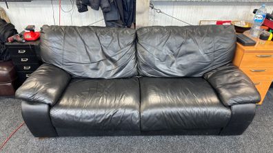 Black Leather 2-Seater Sofa