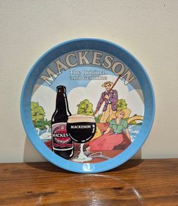 vintage Mackenson Stout tin serving tray 1960s retro pub memorabilia