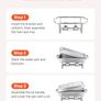 Chafing Dish Buffet Set, 8 Qt 4 Pack, Stainless Steel Chafer with 4 Full Size Pans, Rectangle Catering Warmer Server with Lid Water Pan Stand Fuel Holder, for Weddings Parties Banquets, Silver Image 3